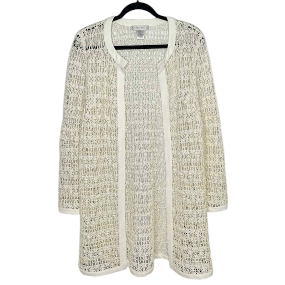 Milly Cream Off White Woven Open Duster Size 8